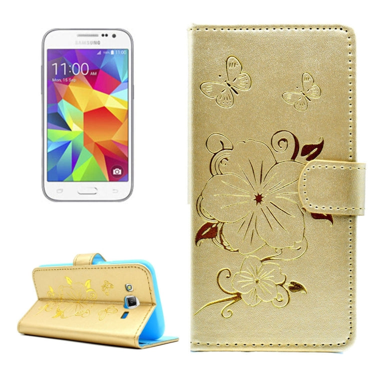 For Galaxy Core Prime / G360 Bronzing Butterfly Pattern Horizontal Flip PU Leather Case with Holder & Card Slots & Wallet