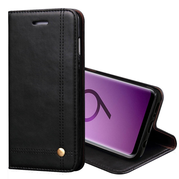 For Galaxy S9+ Retro Crazy Horse Texture Casual Style with Absorption Horizontal Flip Leather Case with Holder & Card Slots & Wallet(Black)