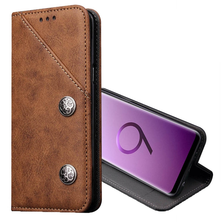 For Galaxy S9 Bronze Texture Casual Style with Absorption Horizontal Flip Leather Case with Holder & Card Slots(Brown)