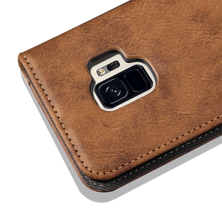For Galaxy S9 Bronze Texture Casual Style with Absorption Horizontal Flip Leather Case with Holder & Card Slots(Brown)