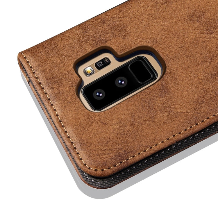 For Galaxy S9+ Bronze Texture Casual Style with Absorption Horizontal Flip Leather Case with Holder & Card Slots(Brown)