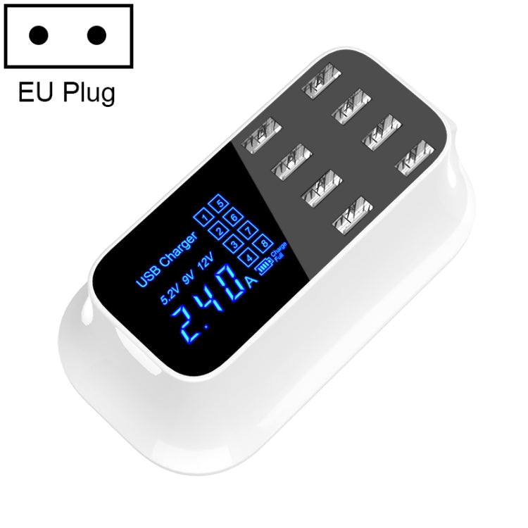 YC-CDA19A 8-port USB Multi-function 40W Intelligent Digital Display Fast Charging Dock, EU Plug