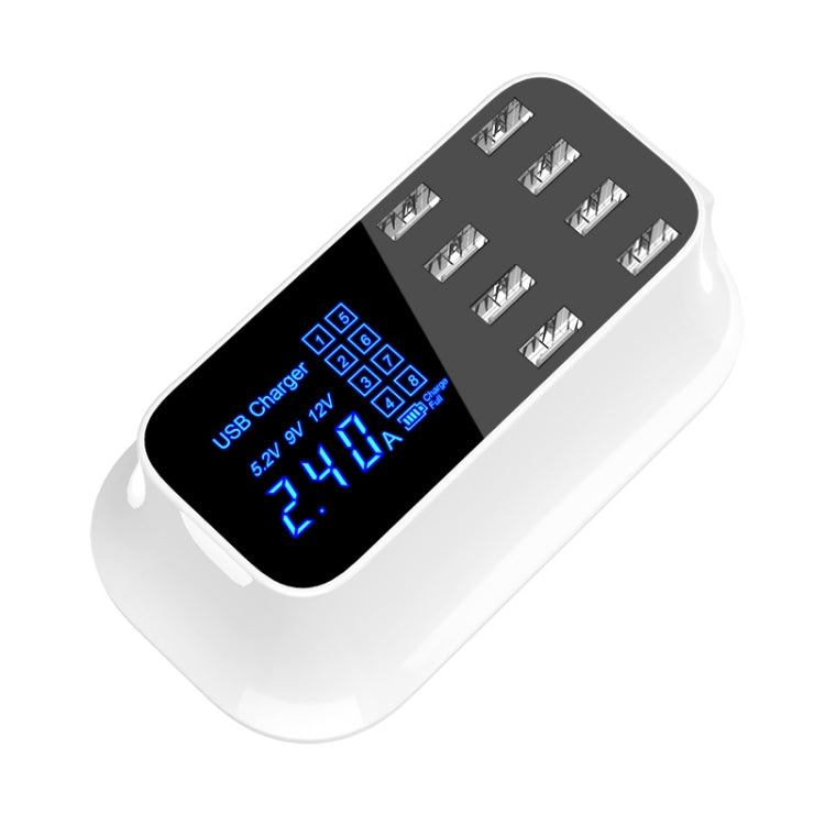YC-CDA19A 8-port USB Multi-function 40W Intelligent Digital Display Fast Charging Dock, EU Plug