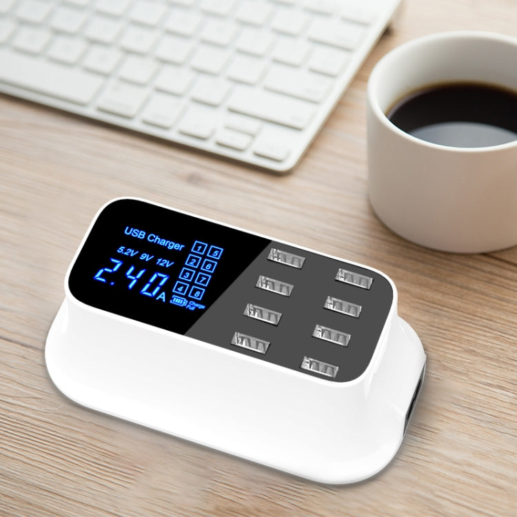 YC-CDA19A 8-port USB Multi-function 40W Intelligent Digital Display Fast Charging Dock, EU Plug