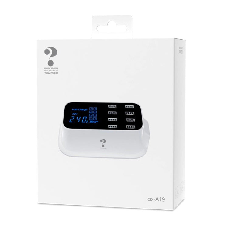 YC-CDA19A 8-port USB Multi-function 40W Intelligent Digital Display Fast Charging Dock, EU Plug