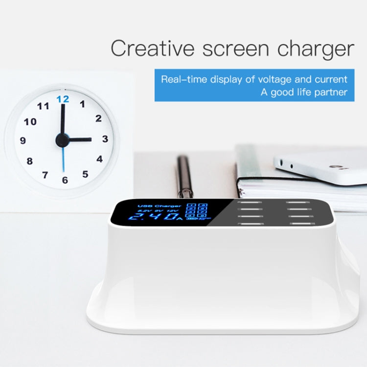 YC-CDA19A 8-port USB Multi-function 40W Intelligent Digital Display Fast Charging Dock, EU Plug