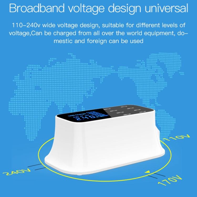 YC-CDA19A 8-port USB Multi-function 40W Intelligent Digital Display Fast Charging Dock, EU Plug