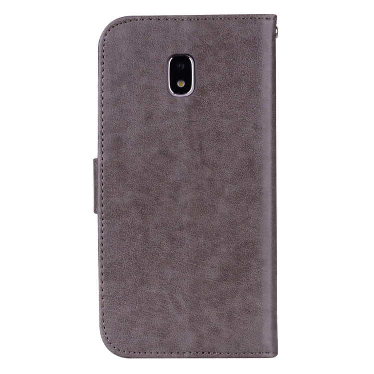 For Galaxy J3 (2017) / J330 (EU Version) Roses Pressed Flower Pattern Horizontal Flip Leather Case with Holder & Card Slots & Wallet