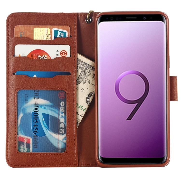 For Galaxy S9+ Retro Imitation Cowhide Texture Horizontal Flip Leather Case with Holder & Card Slots & Wallet(Brown)