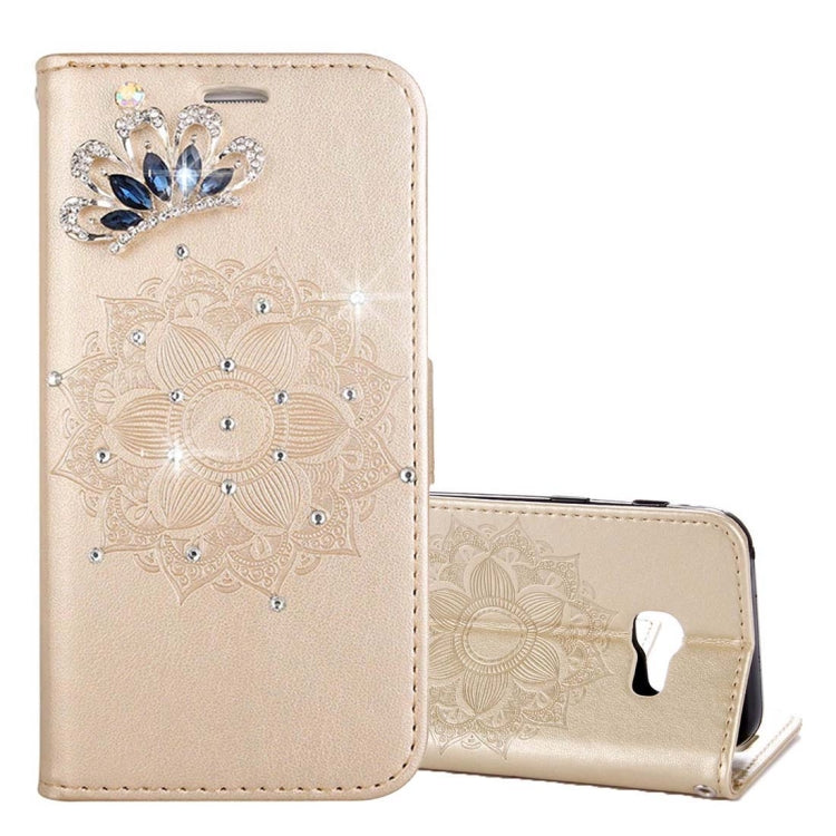 For Galaxy A3 (2017) Mandragora Pattern Diamond Encrusted Horizontal Flip Leather Case with Card Slot & Holder & Wallet & Lanyard