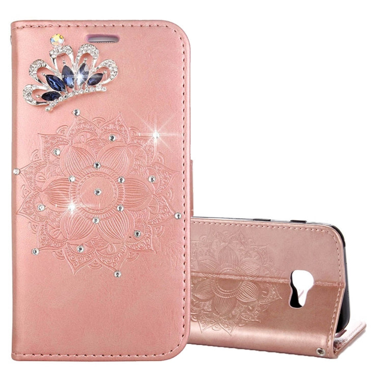 For Galaxy A3 (2017) Mandragora Pattern Diamond Encrusted Horizontal Flip Leather Case with Card Slot & Holder & Wallet & Lanyard