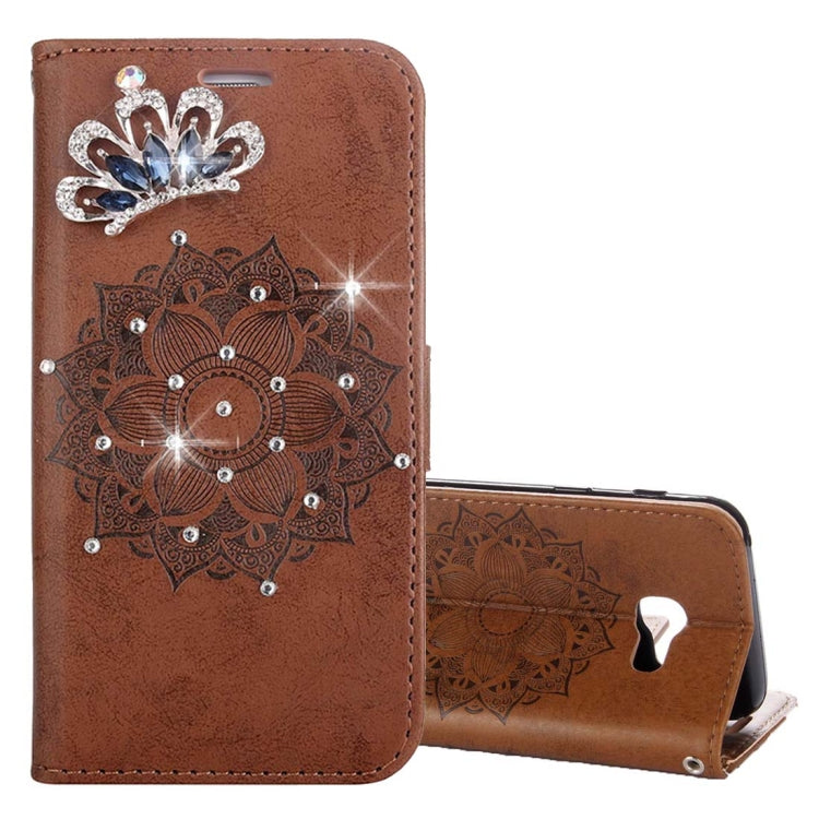 For Galaxy A3 (2017) Mandragora Pattern Diamond Encrusted Horizontal Flip Leather Case with Card Slot & Holder & Wallet & Lanyard
