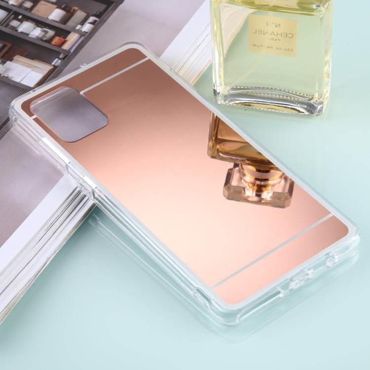 For Samsung Galaxy A71 TPU + Acrylic Luxury Plating Mirror Phone Case Cover (Rose Gold)