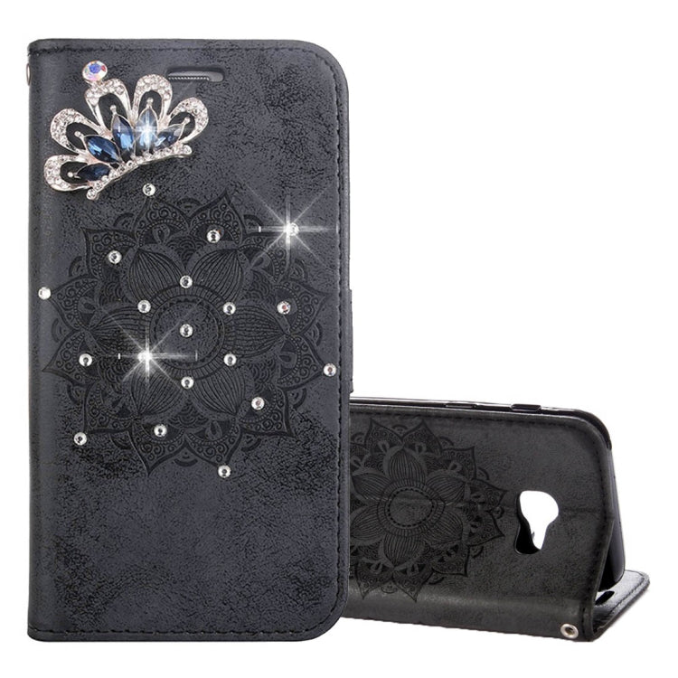 For Galaxy A5 (2017) Mandragora Pattern Diamond Encrusted Horizontal Flip Leather Case with Card Slot & Holder & Wallet & Lanyard