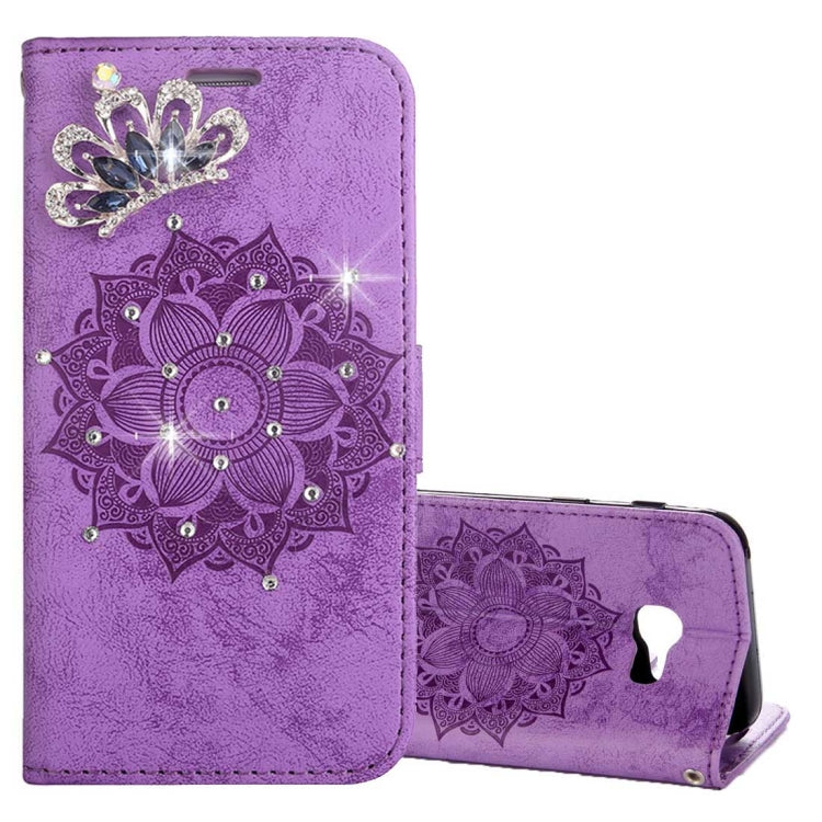 For Galaxy A5 (2017) Mandragora Pattern Diamond Encrusted Horizontal Flip Leather Case with Card Slot & Holder & Wallet & Lanyard