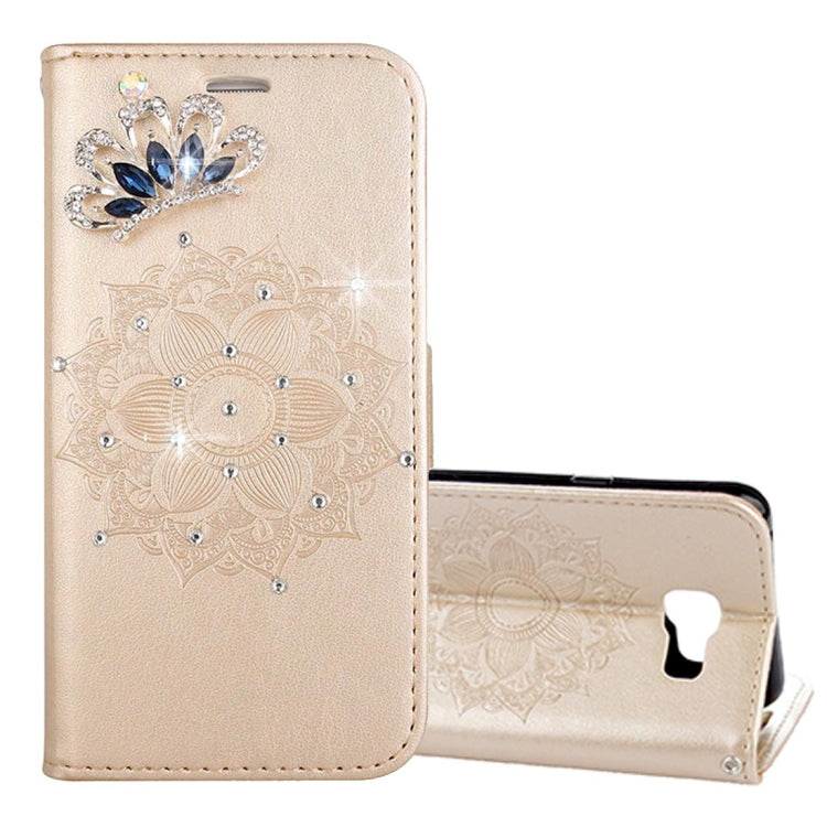 For Galaxy A3 (2016) / A310 Mandragora Pattern Diamond Encrusted Horizontal Flip Leather Case with Card Slot & Holder & Wallet & Lanyard
