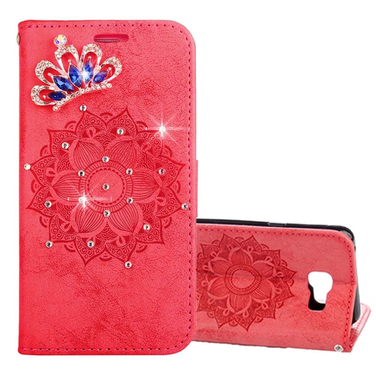For Galaxy A3 (2016) / A310 Mandragora Pattern Diamond Encrusted Horizontal Flip Leather Case with Card Slot & Holder & Wallet & Lanyard