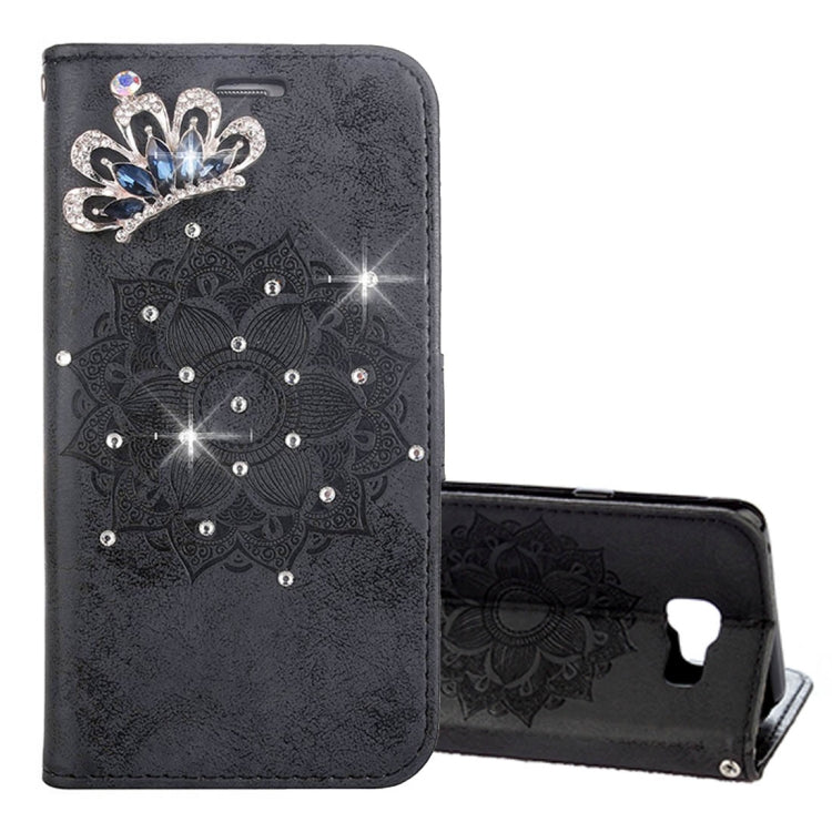 For Galaxy A5 (2016) / A510 Mandragora Pattern Diamond Encrusted Horizontal Flip Leather Case with Card Slot & Holder & Wallet & Lanyard