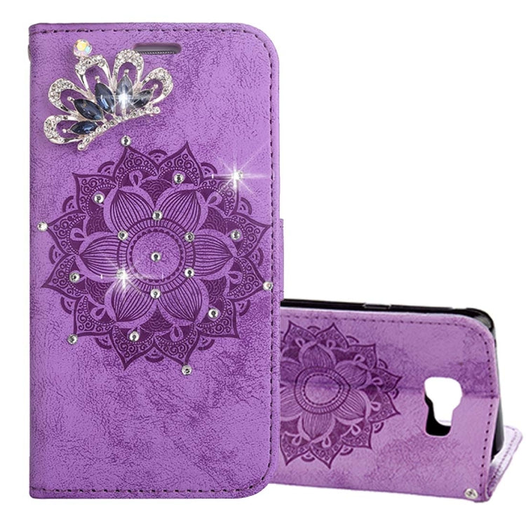 For Galaxy A5 (2016) / A510 Mandragora Pattern Diamond Encrusted Horizontal Flip Leather Case with Card Slot & Holder & Wallet & Lanyard