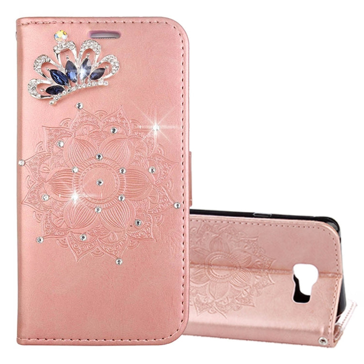 For Galaxy A5 (2016) / A510 Mandragora Pattern Diamond Encrusted Horizontal Flip Leather Case with Card Slot & Holder & Wallet & Lanyard