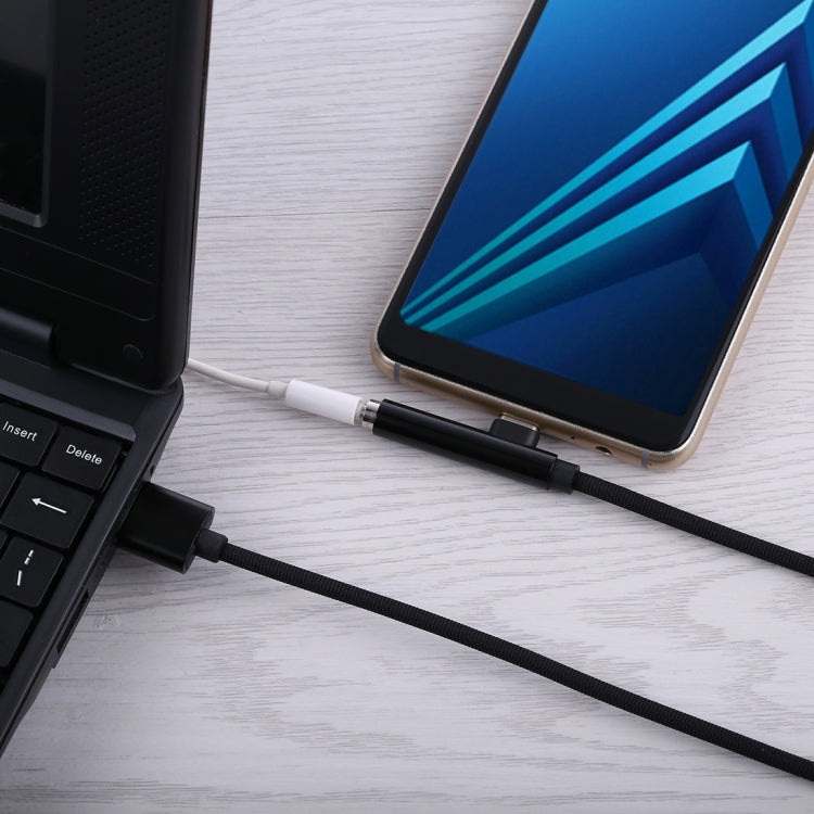 Type-C Male + USB to 3.5mm Female Cloth Earphone Audio Adapter Cable