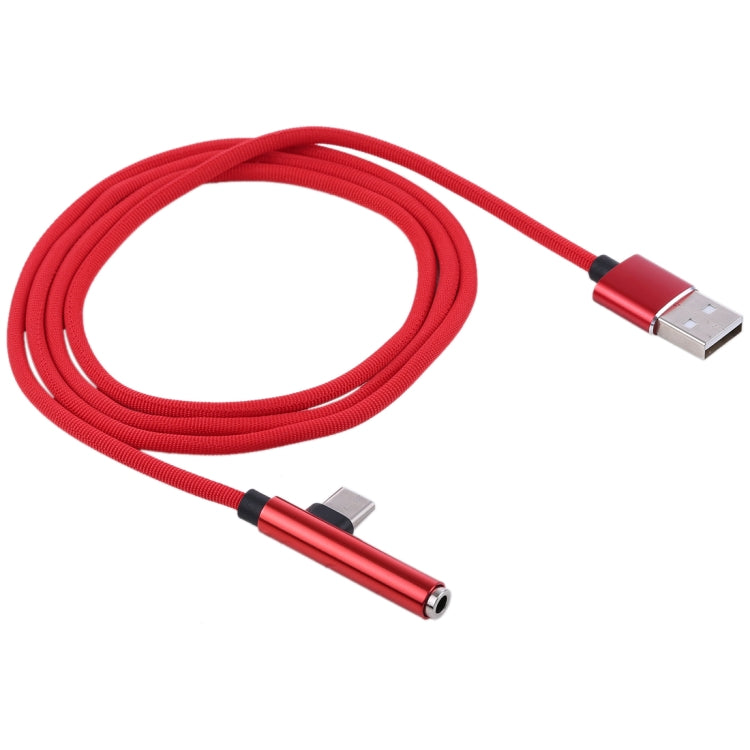 Type-C Male + USB to 3.5mm Female Cloth Earphone Audio Adapter Cable
