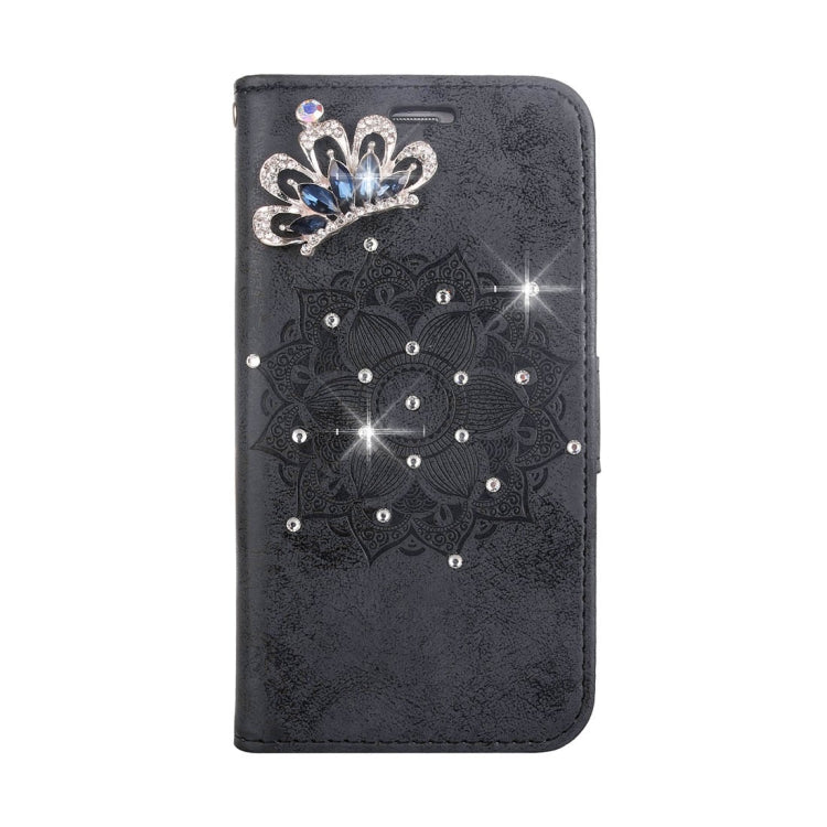 For Galaxy J3 (2017) (US Version) Mandragora Pattern Diamond Encrusted Horizontal Flip Leather Case with Card Slot & Holder & Wallet & Lanyard