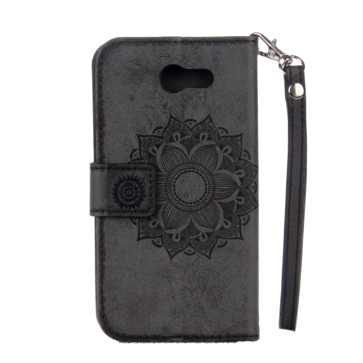 For Galaxy J3 (2017) (US Version) Mandragora Pattern Diamond Encrusted Horizontal Flip Leather Case with Card Slot & Holder & Wallet & Lanyard