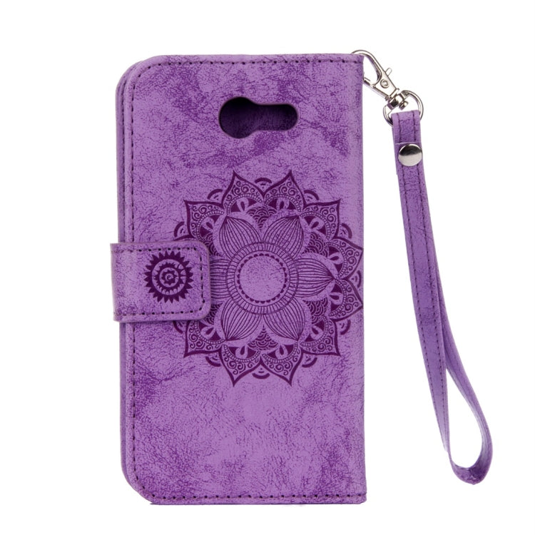 For Galaxy J3 (2017) (US Version) Mandragora Pattern Diamond Encrusted Horizontal Flip Leather Case with Card Slot & Holder & Wallet & Lanyard