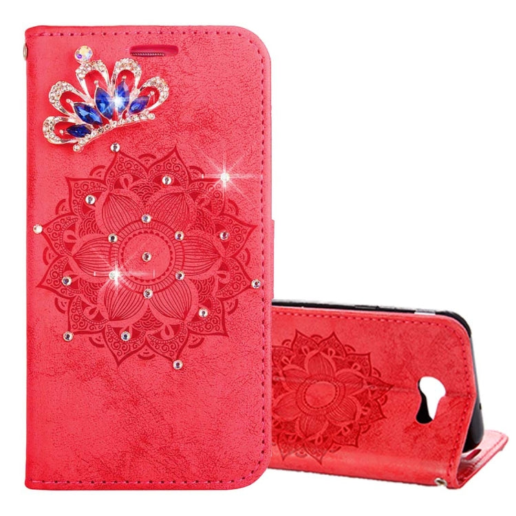 For Galaxy J3 (2017) (US Version) Mandragora Pattern Diamond Encrusted Horizontal Flip Leather Case with Card Slot & Holder & Wallet & Lanyard