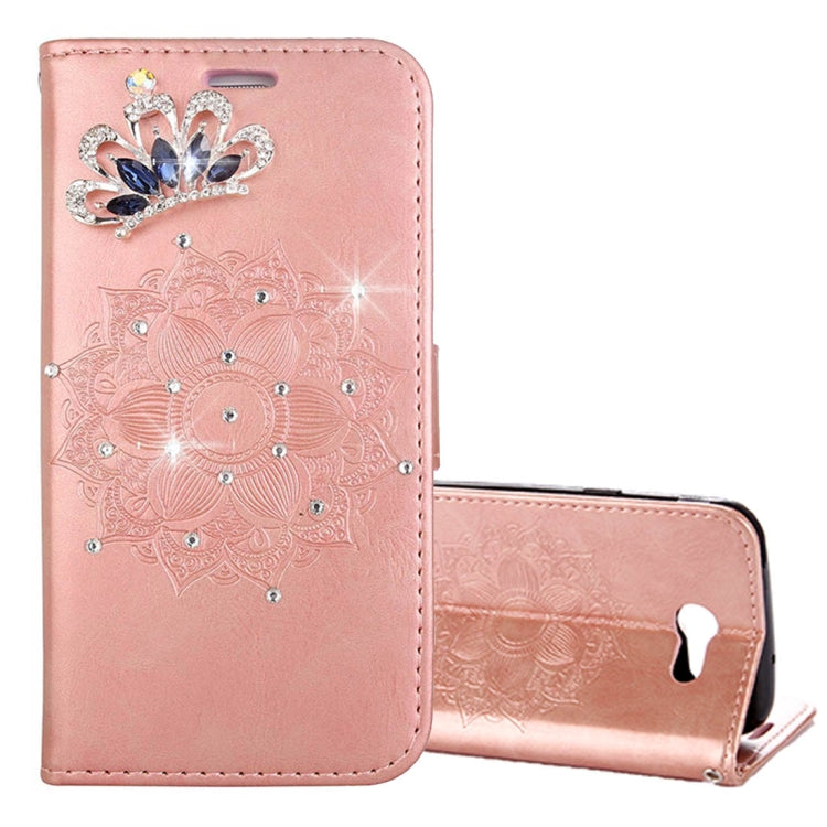 For Galaxy J3 (2017) (US Version) Mandragora Pattern Diamond Encrusted Horizontal Flip Leather Case with Card Slot & Holder & Wallet & Lanyard