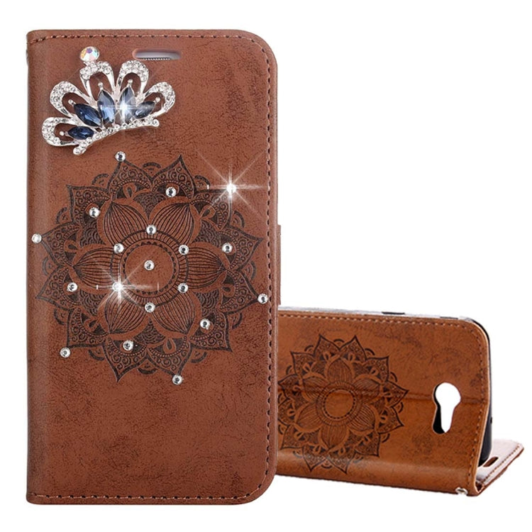 For Galaxy J3 (2017) (US Version) Mandragora Pattern Diamond Encrusted Horizontal Flip Leather Case with Card Slot & Holder & Wallet & Lanyard