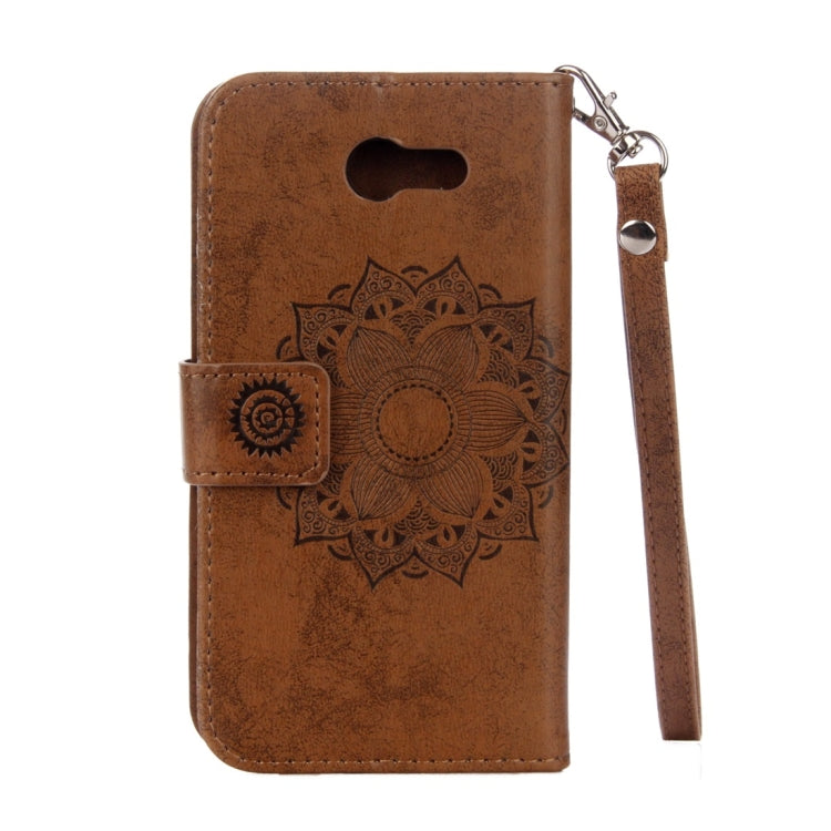 For Galaxy J3 (2017) (US Version) Mandragora Pattern Diamond Encrusted Horizontal Flip Leather Case with Card Slot & Holder & Wallet & Lanyard