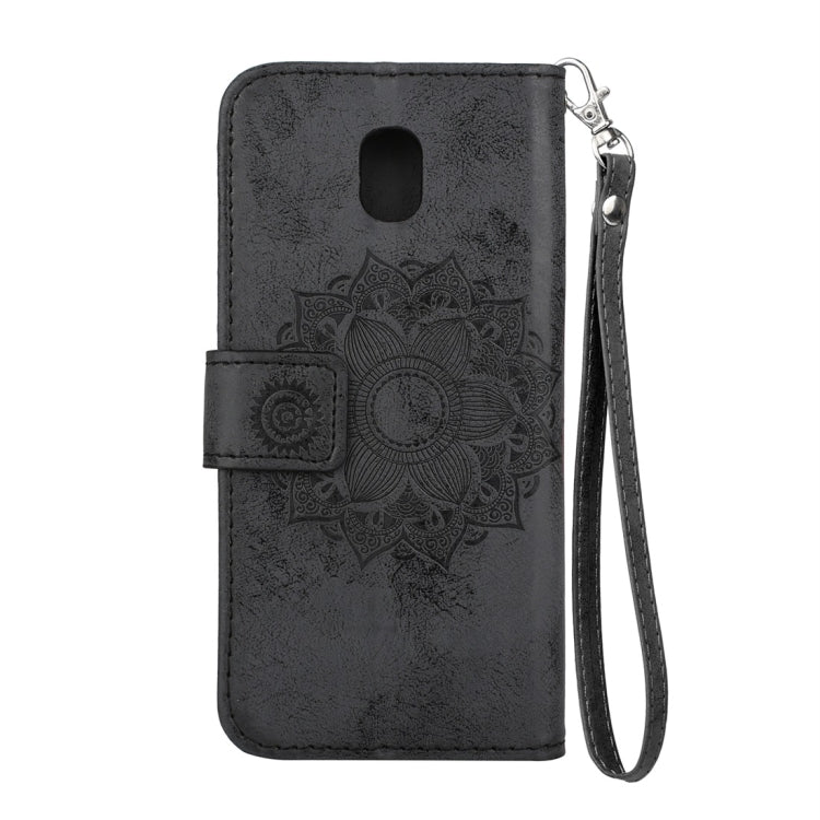 For Galaxy J3 (2017) (EU Version) Mandragora Pattern Diamond Encrusted Horizontal Flip Leather Case with Card Slot & Holder & Wallet & Lanyard