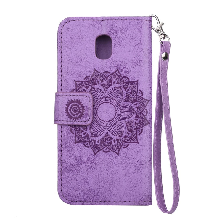 For Galaxy J3 (2017) (EU Version) Mandragora Pattern Diamond Encrusted Horizontal Flip Leather Case with Card Slot & Holder & Wallet & Lanyard