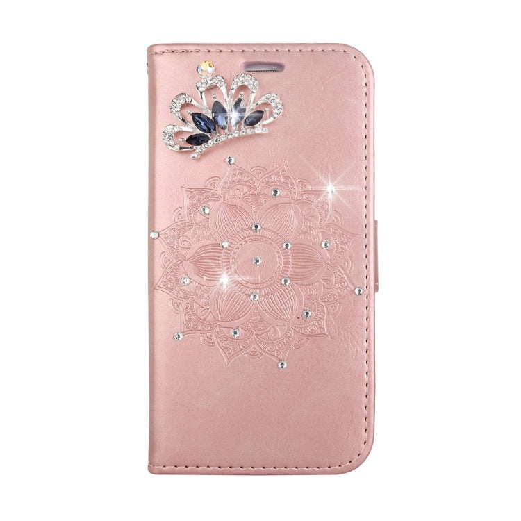For Galaxy J3 (2017) (EU Version) Mandragora Pattern Diamond Encrusted Horizontal Flip Leather Case with Card Slot & Holder & Wallet & Lanyard