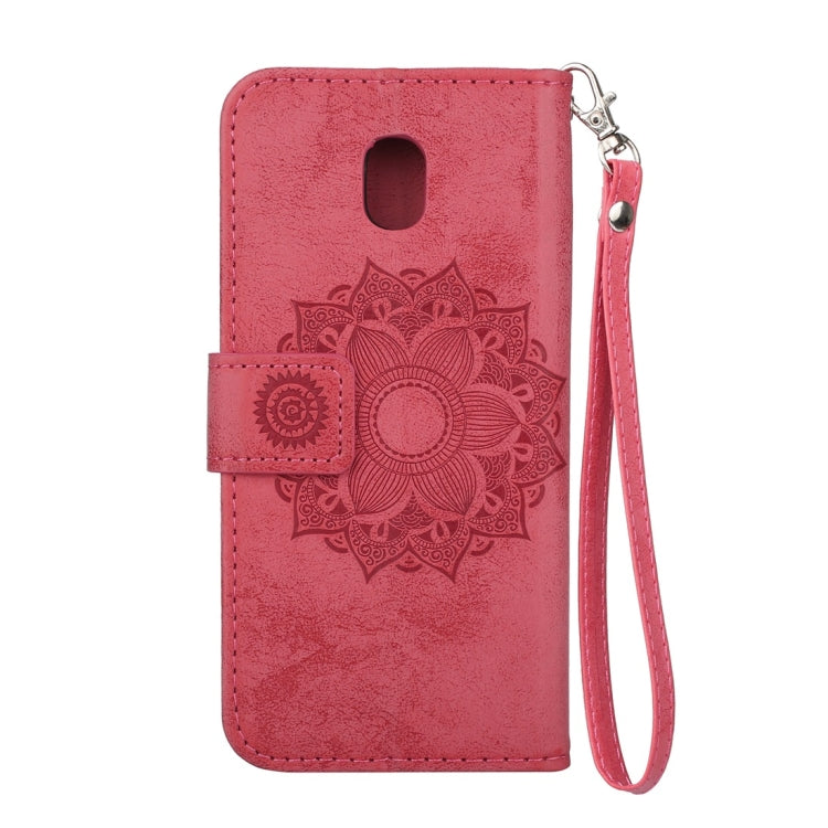 For Galaxy J3 (2017) (EU Version) Mandragora Pattern Diamond Encrusted Horizontal Flip Leather Case with Card Slot & Holder & Wallet & Lanyard