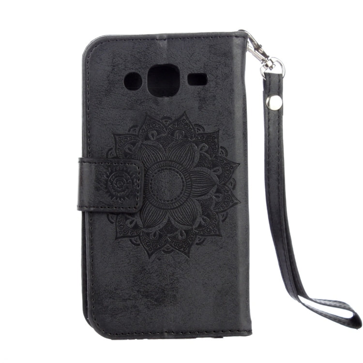 For Galaxy J3 (2016) / J310 Mandragora Pattern Diamond Encrusted Horizontal Flip Leather Case with Card Slot & Holder & Wallet & Lanyard