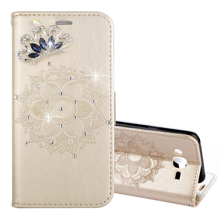 For Galaxy J3 (2016) / J310 Mandragora Pattern Diamond Encrusted Horizontal Flip Leather Case with Card Slot & Holder & Wallet & Lanyard