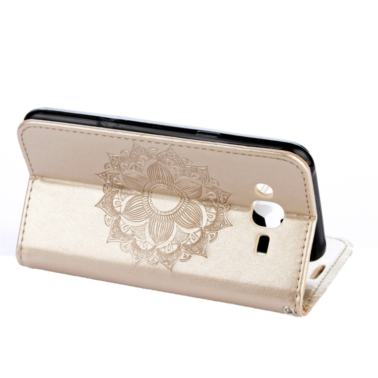 For Galaxy J3 (2016) / J310 Mandragora Pattern Diamond Encrusted Horizontal Flip Leather Case with Card Slot & Holder & Wallet & Lanyard