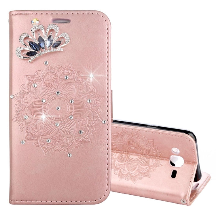 For Galaxy J3 (2016) / J310 Mandragora Pattern Diamond Encrusted Horizontal Flip Leather Case with Card Slot & Holder & Wallet & Lanyard