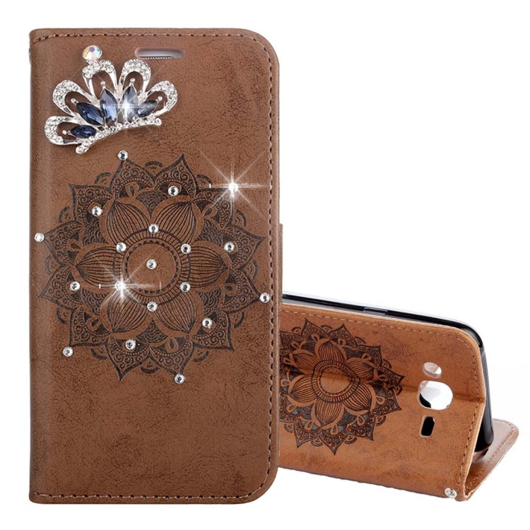 For Galaxy J3 (2016) / J310 Mandragora Pattern Diamond Encrusted Horizontal Flip Leather Case with Card Slot & Holder & Wallet & Lanyard