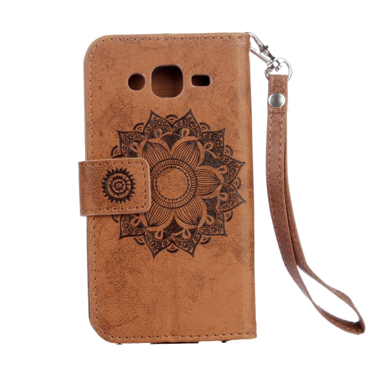 For Galaxy J3 (2016) / J310 Mandragora Pattern Diamond Encrusted Horizontal Flip Leather Case with Card Slot & Holder & Wallet & Lanyard