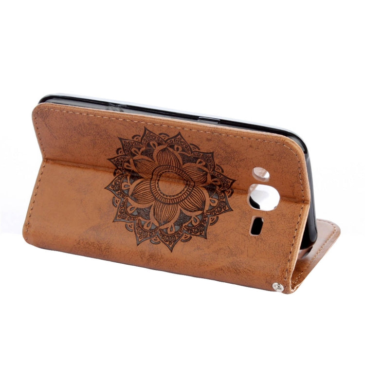 For Galaxy J3 (2016) / J310 Mandragora Pattern Diamond Encrusted Horizontal Flip Leather Case with Card Slot & Holder & Wallet & Lanyard