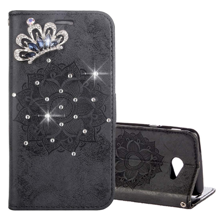 For Galaxy J5 (2017) (US Version) Mandragora Pattern Diamond Encrusted Horizontal Flip Leather Case with Card Slot & Holder & Wallet & Lanyard