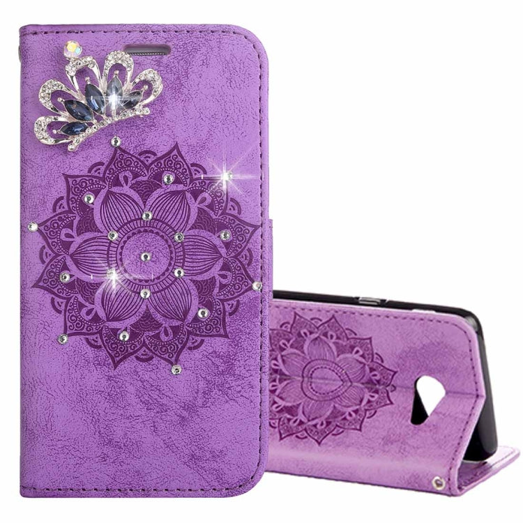 For Galaxy J5 (2017) (US Version) Mandragora Pattern Diamond Encrusted Horizontal Flip Leather Case with Card Slot & Holder & Wallet & Lanyard