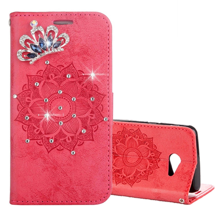 For Galaxy J5 (2017) (US Version) Mandragora Pattern Diamond Encrusted Horizontal Flip Leather Case with Card Slot & Holder & Wallet & Lanyard
