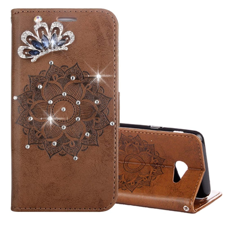 For Galaxy J5 (2017) (US Version) Mandragora Pattern Diamond Encrusted Horizontal Flip Leather Case with Card Slot & Holder & Wallet & Lanyard