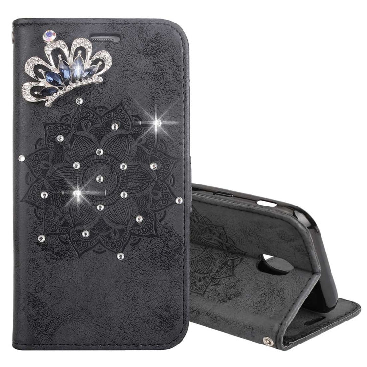 For Galaxy J5 (2017) (EU Version) Mandragora Pattern Diamond Encrusted Horizontal Flip Leather Case with Card Slot & Holder & Wallet & Lanyard