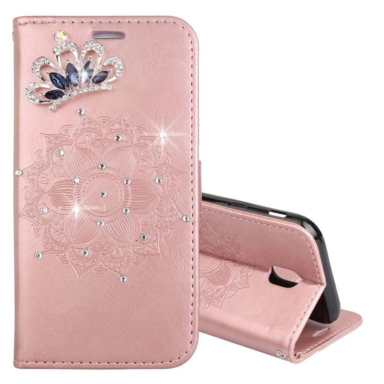 For Galaxy J5 (2017) (EU Version) Mandragora Pattern Diamond Encrusted Horizontal Flip Leather Case with Card Slot & Holder & Wallet & Lanyard